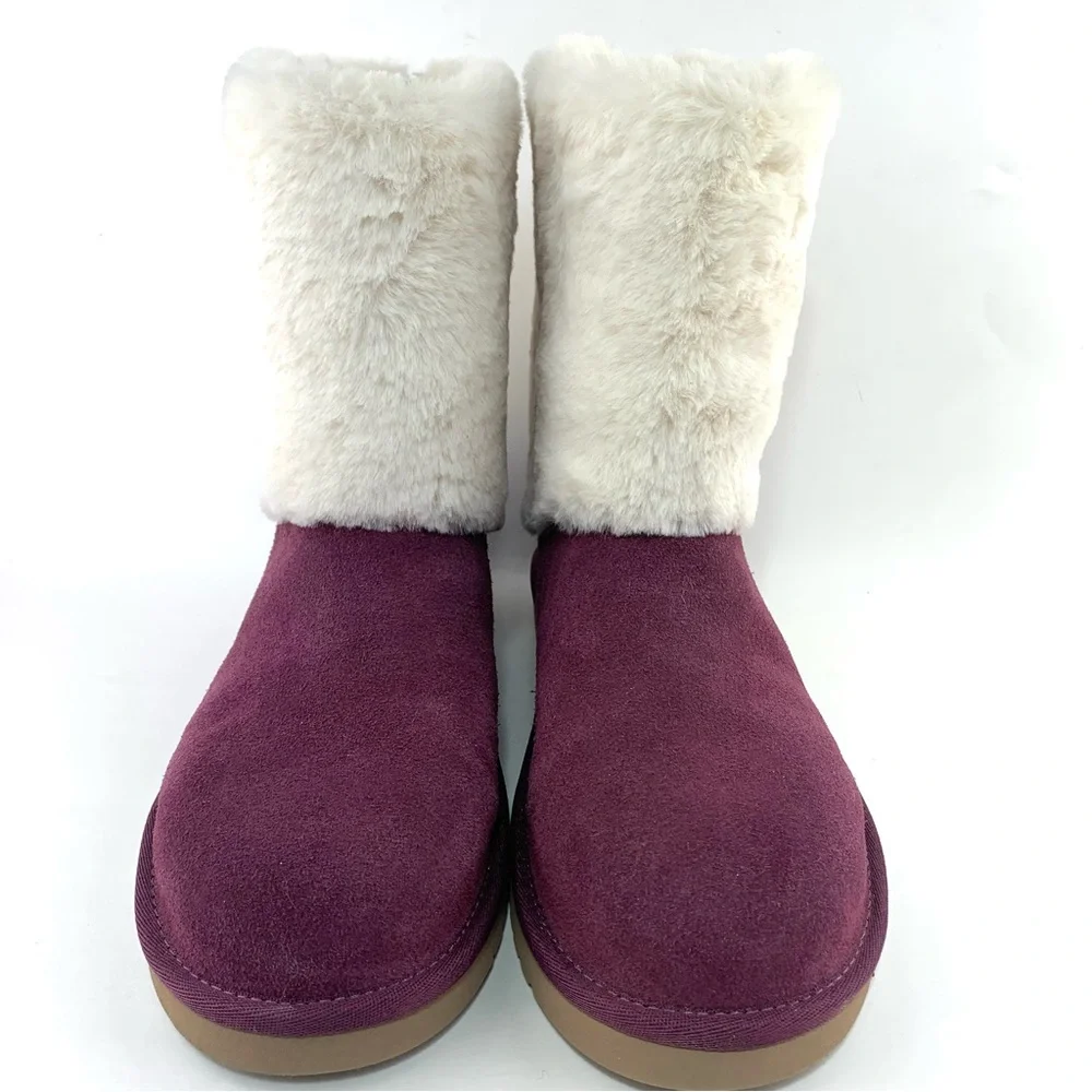 NEW Koolaburra by UGG Women’s Faux Fur Winter Boots Size 9 US - Plum & White - Picture 3 of 15